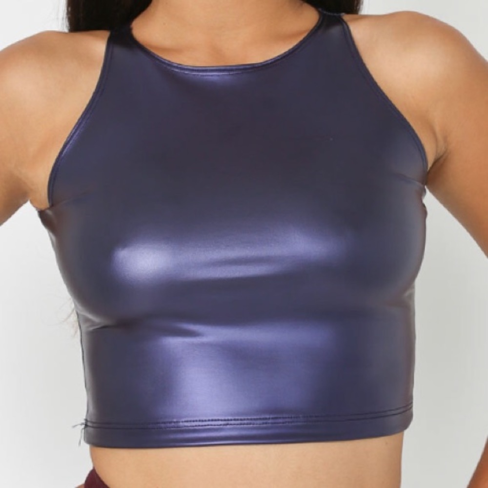 Metallic festival crop top unwrinkled when worn